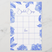 Blue Flowers Bridal shower bingo game (Voorkant)