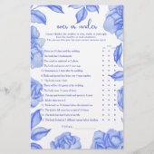 Blue Flowers Bridal shower Over or under game (Voorkant)