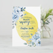 Blue Flowers Citroen Main Squeeze Vrijgezellenfees Kaart (Staand voorkant)