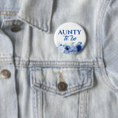 Blue Flowers Cute Aunty to be Baby shower Ronde Button 5,7 Cm (In situ)