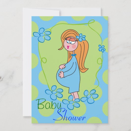 Blue Flowers Cute Baby Shower-uitnodigingen Kaart (Voorkant)