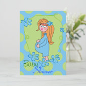 Blue Flowers Cute Baby Shower-uitnodigingen Kaart (Staand voorkant)
