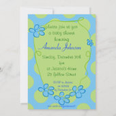 Blue Flowers Cute Baby Shower-uitnodigingen Kaart (Achterkant)