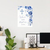 Blue Flowers Doop Welkom Poster (Thuiskantoor)
