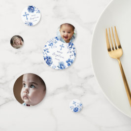 Blue Flowers Dooptafel Confetti