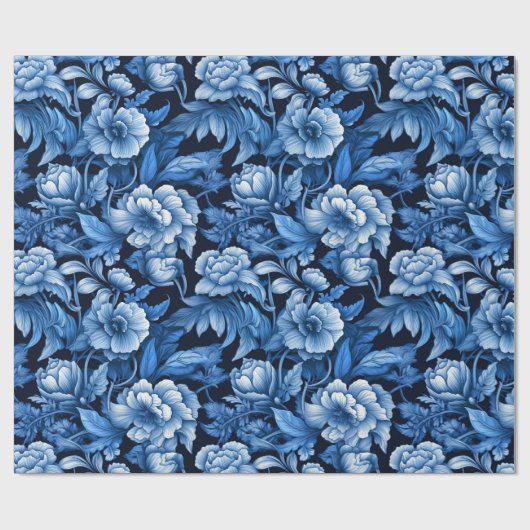 Blue Flowers dramatisch Giftwrap Cadeaupapier (Vlak)