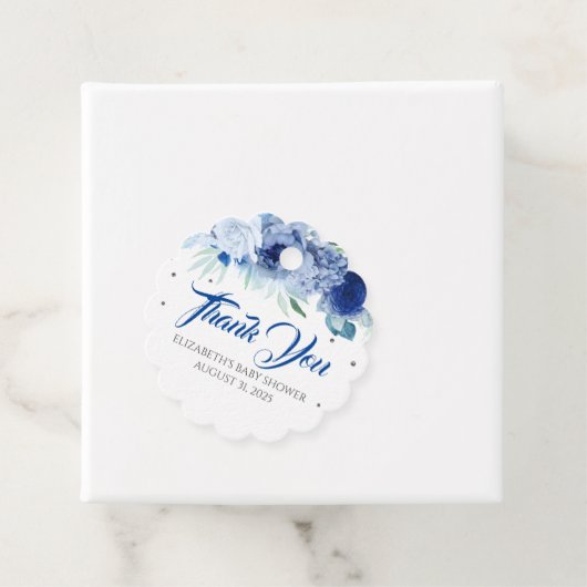 Blue Flowers Elegant Baby shower dank u Bedankjes Labels (In situ)
