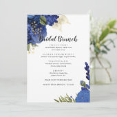 Blue Flowers Elegant Bridal Brunch Menu (Staand voorkant)
