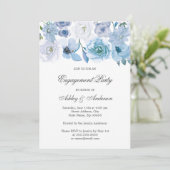 Blue Flowers Elegant Engagement Party Uitnodiging (Staand voorkant)