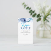 Blue Flowers Elegant Luier Raffle Ticket Informatiekaartje (Staand voorkant)