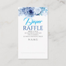 Blue Flowers Elegant Luier Raffle Ticket