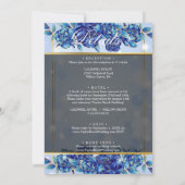 Blue Flowers Elegant Vellum Wedding Invitation Kaart (Achterkant)