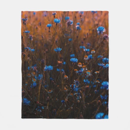 Blue flowers fleece deken (Voorkant)