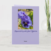 Blue Flowers Floral Pansy Foto Art Kaart (Achterkant)