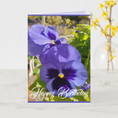 Blue Flowers Floral Pansy Foto Art Kaart (Gele Bloem)