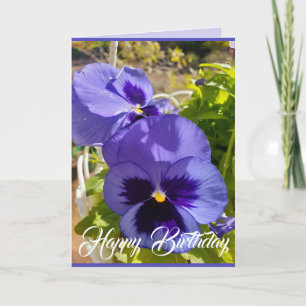 Blue Flowers Floral Pansy Foto Art Kaart
