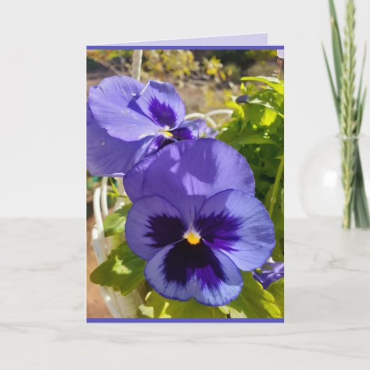 Blue Flowers Floral Pansy Foto Art Kaart (Voorkant)