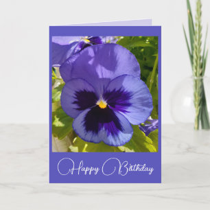 Blue Flowers Floral Pansy Foto Birthday Card Kaart