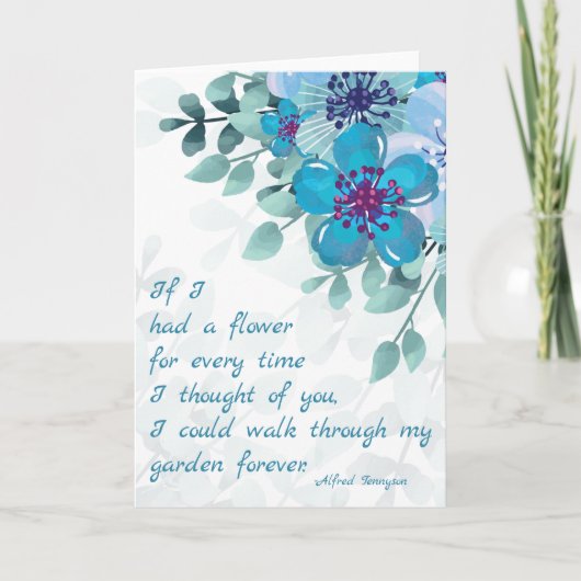 Blue Flowers, Forever Love Quote Kaart (Voorkant)