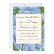 Blue Flowers Garden Invitation Kaart