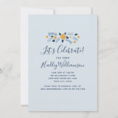  Blue Flowers Graduy Party Afstudeerder Foto Kaart (Achterkant)