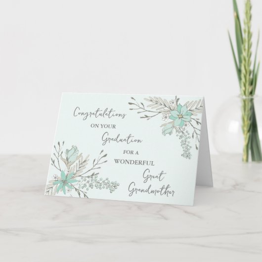 Blue Flowers Grote Grootmoeder Afstuderen Kaart (Voorkant)
