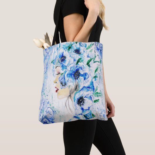 Blue Flowers Hair Woman Canvas tas (Dichtbij)