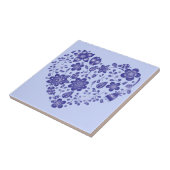 Blue Flowers Heart - Tekenkunst Collectie Tegeltje (Zijkant)