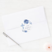 Blue Flowers Holy Cross Baptism Sticker (Envelop)