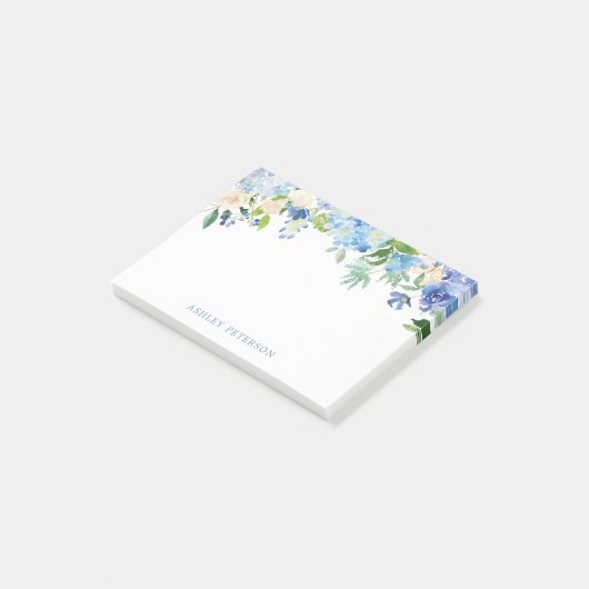 Blue Flowers hydrangea Personalized Post-it Notes (Schuin)