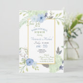Blue Flowers Invitation Kaart (Staand voorkant)