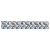 Blue Flowers Ivory Elegant Dining Table Runner Lange Tafelloper (Horizontaal)
