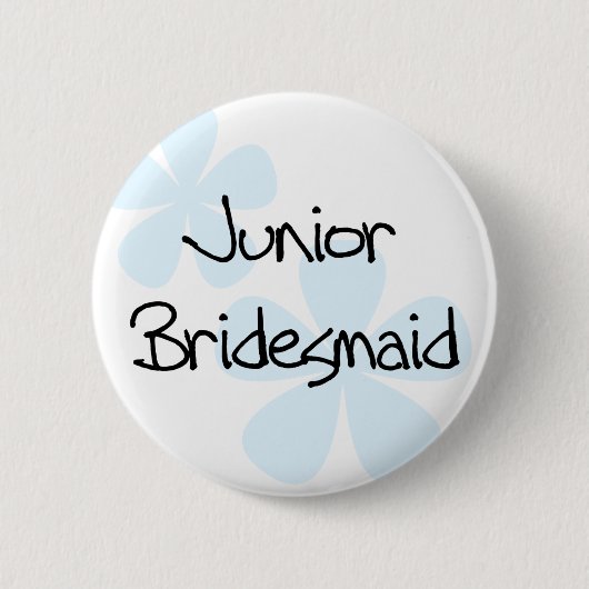 Blue Flowers Jr. Bridesmaid Ronde Button 5,7 Cm (Voorkant)