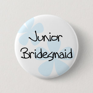 Blue Flowers Jr. Bridesmaid Ronde Button 5,7 Cm