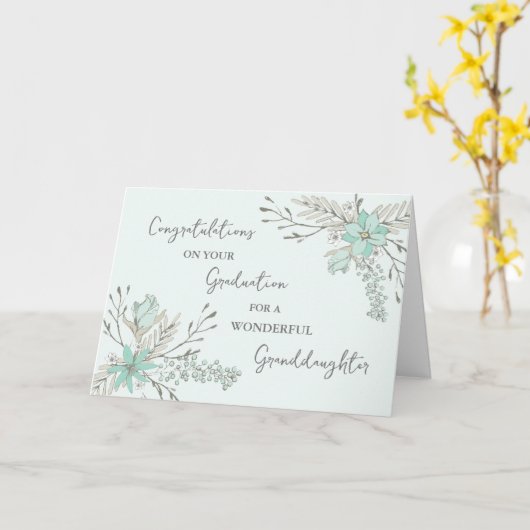 Blue Flowers kleindochter Afstuderen Kaart (Gele Bloem)