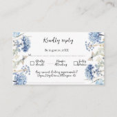 Blue Flowers Lijst Traditionele bruiloft RSVP Informatiekaartje (Voorkant)