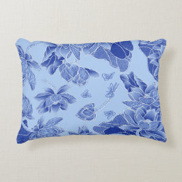 Blue Flowers Lotus Mandala Water lily Chinoiserie Accent Kussen