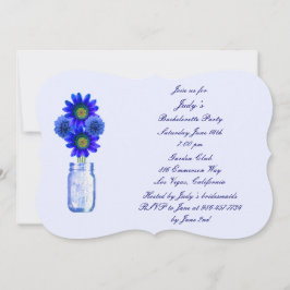 Blue Flowers Mason Jar Bachelorette Party nodigt u Kaart