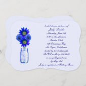 Blue Flowers Mason Jar Bridal Shower Uitnodiging (Voorkant / Achterkant)