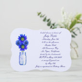 Blue Flowers Mason Jar Bridal Shower Uitnodiging (Staand voorkant)