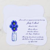 Blue Flowers Mason Jar Engagement Party Kaart (Voorkant / Achterkant)