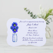 Blue Flowers Mason Jar Engagement Party Kaart (Staand voorkant)