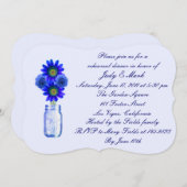 Blue Flowers Mason Jar Rehearsal Dinner Invitation Kaart (Voorkant / Achterkant)