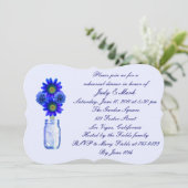 Blue Flowers Mason Jar Rehearsal Dinner Invitation Kaart (Staand voorkant)