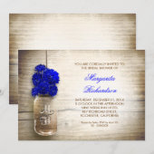 Blue Flowers Mason Jar Rustic Kaart (Voorkant / Achterkant)