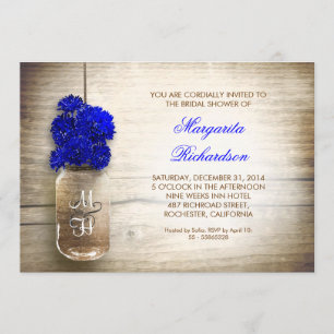 Blue Flowers Mason Jar Rustic Kaart