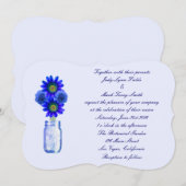 Blue Flowers Mason Jar Wedding Invitation Kaart (Voorkant / Achterkant)