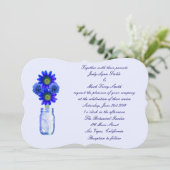 Blue Flowers Mason Jar Wedding Invitation Kaart (Staand voorkant)