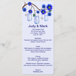 Blue Flowers Mason Jars Menu Kaart