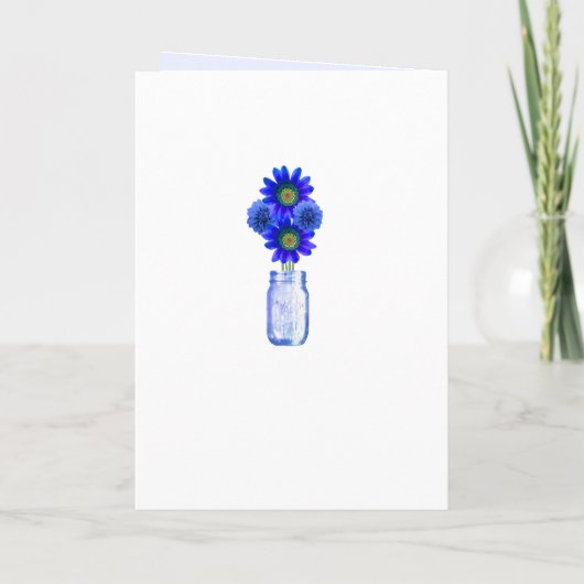 Blue Flowers Mason Jars Program Kaart (Achterkant)